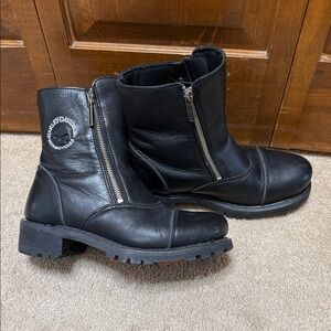 Harley-Davidson Black Leather Zipper Boots